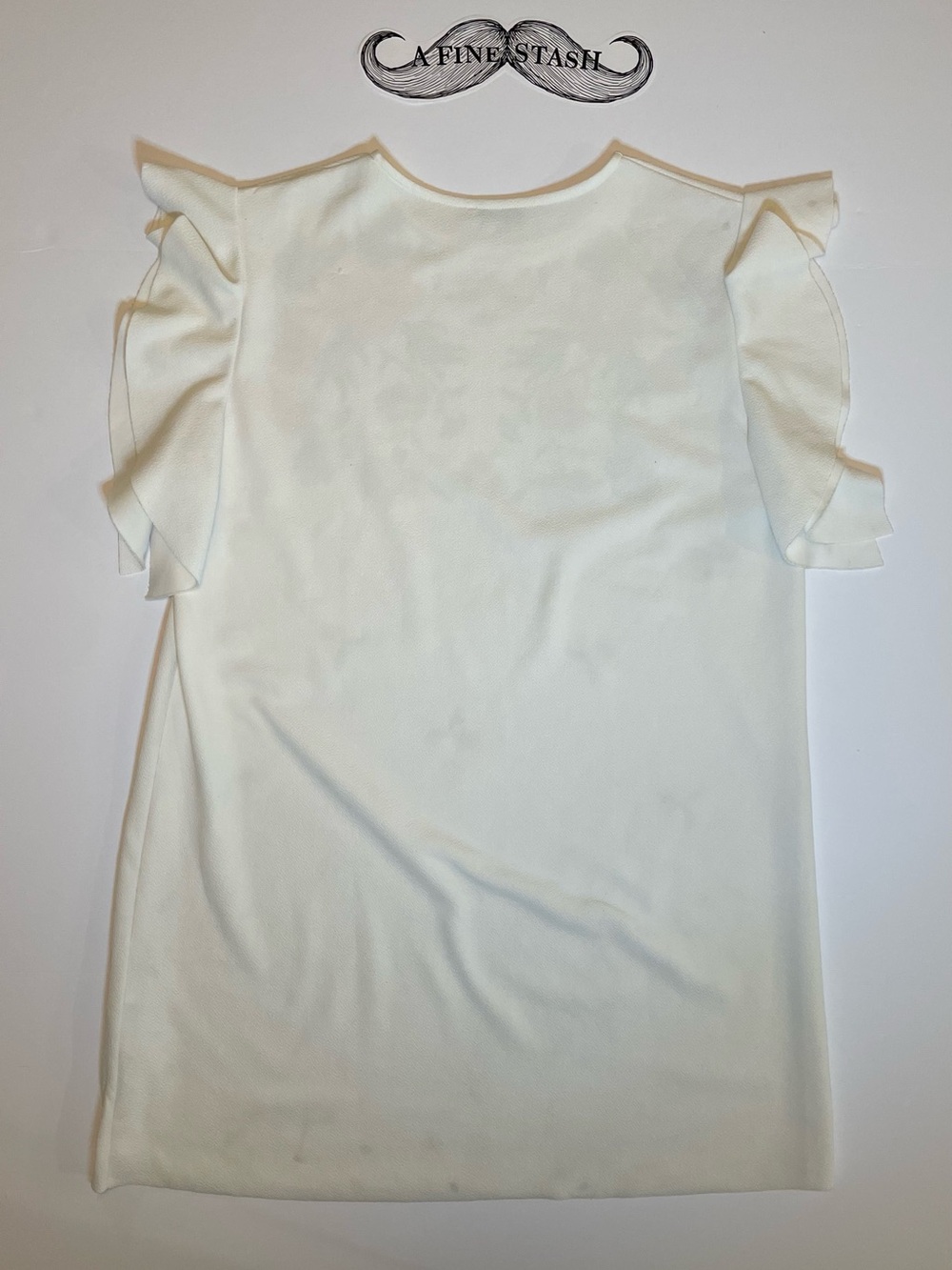 Zara White Floral Ruffle Sleeve Shift Mini Dress Boho Sz L - Picture 4 of 5